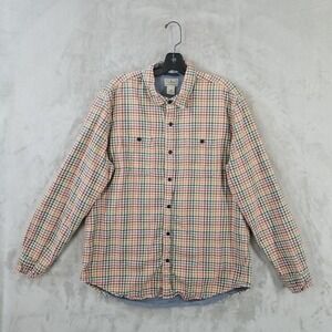 LL Bean Shirt Men Large Check Double Cloth‎ 100% Cotton Slightly Fitted 500229